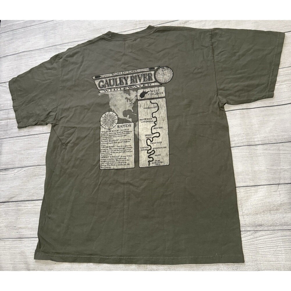 Vintage 90s Gauley River World Class Whitewater Rapids Boat T Shirt Size XL WV